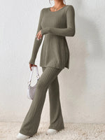 Load image into Gallery viewer, Slim Side Slit Knitted Two-Piece Set
