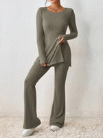 Load image into Gallery viewer, Slim Side Slit Knitted Two-Piece Set
