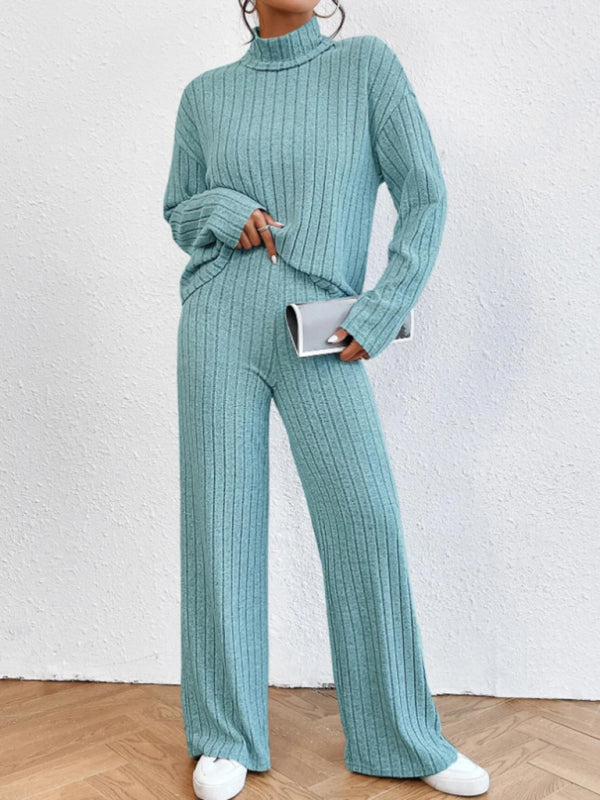 Casual High Collar Knitted  Two-piece Set
