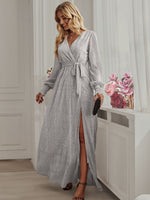 Load image into Gallery viewer, Elegant V Neck Long Sleeve Midi Dress
