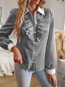 Patchwork Long Sleeved Blouse