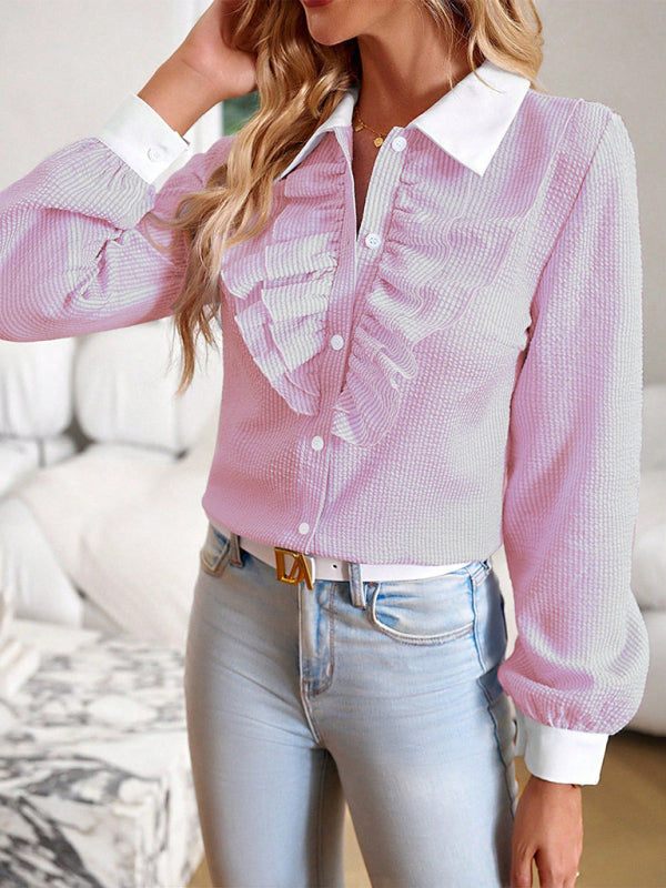Patchwork Long Sleeved Blouse