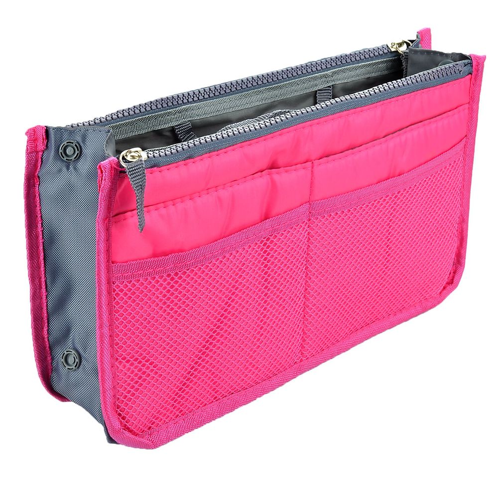Organiser Pink Grey Zipper Bag