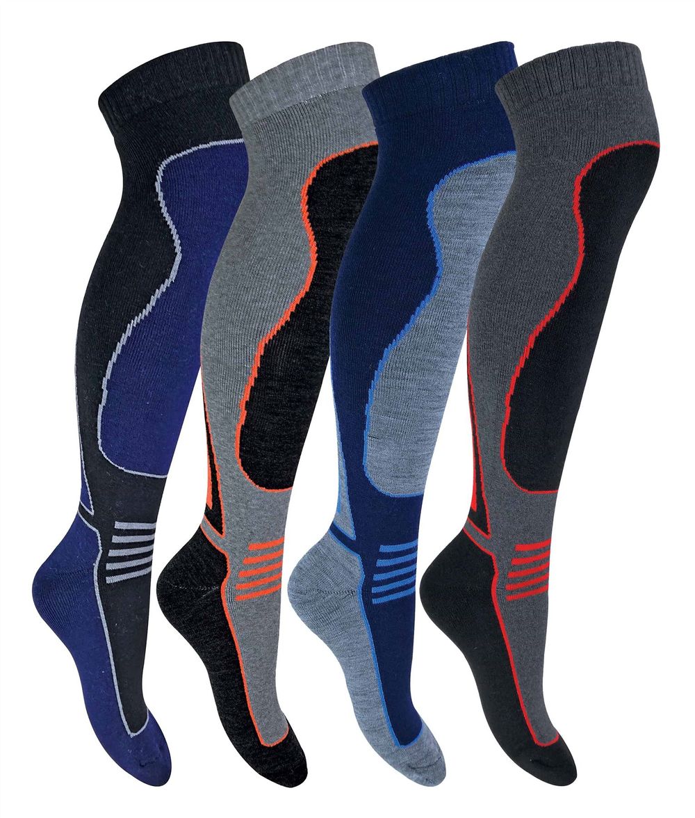 4 Pairs Adults Knee High Wool Ski Socks