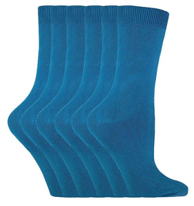 6 Pairs Ladies Plain Coloured Cotton Socks
